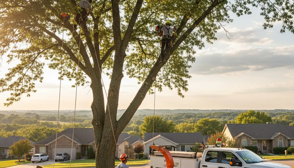 Professional tree removal service in Olathe KS safely cutting and clearing large trees