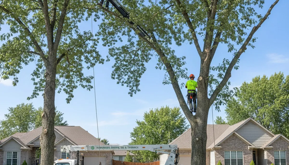 Professional tree removal service in Olathe KS safely cutting and clearing large trees