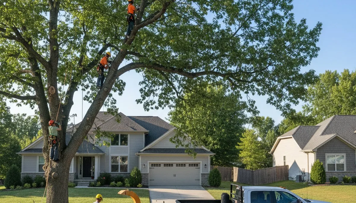Professional tree removal service in Olathe KS safely cutting and clearing large trees