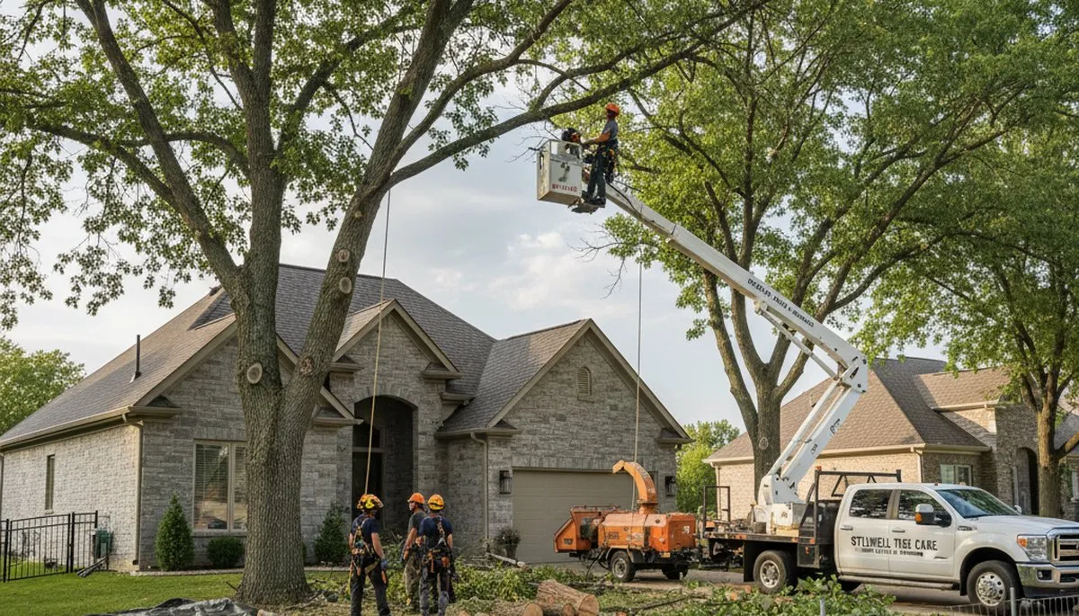 Professional tree removal service crew working safely in Olathe, KS
